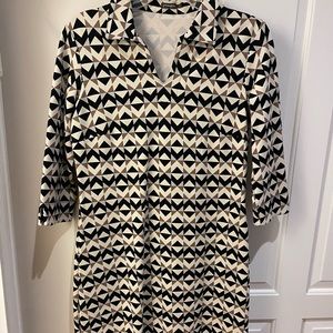 NWOT J. McLaughlin Cadence Geometric Print Shift Dress with 3/4 Sleeves Sz Small